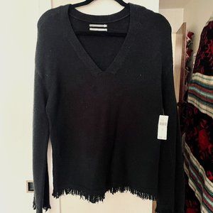 Anthropologie V-Neck Black Alpaca Wool Blend Very Soft Sweater Size M